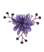 Charming and Stylish Vibrant Purple Amethyst Lotus Flower Brooch Pin - £10.58 GBP
