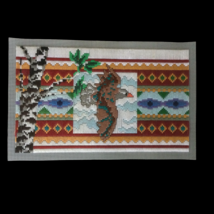 VTG Plastic Canvas Large Native S West Eagle Needlepoint Art Completed 21 x 13 - £49.64 GBP