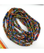 Filo lungo perline vintage stile veneziano africano vetro Chevron 8,5-9 mm - $43.79 CAD