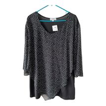 Shannon Ford New York Women’s 2X Black White Polka Dot Asymmetrical Knit... - $19.80