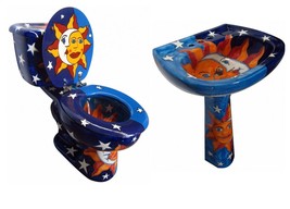 Mexican Talavera Ceramic Toilet Hand Painted - Eclipse - - $1,199.00