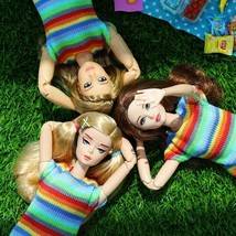Colorful Sweater Stripe Clothing Outfit Clothes And Accessories For Barbie Doll - £10.83 GBP