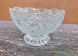 Vintage Zajecar Lead Crystal Bowl Hand Cut Etched Roses Made In Yugoslavia - $40.00