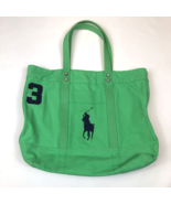 Polo Ralph Lauren Big Pony #3 Green Zip Tote Double Handle Canvas Travel... - $1,090.86 MXN