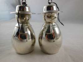 SILVER PLATED SNOWMEN 3&quot; tall Ornaments Pair - £8.99 GBP