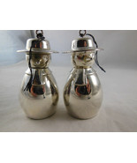 SILVER PLATED SNOWMEN 3&quot; tall Ornaments Pair - $15.05 CAD