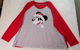 Disney Minnie Mouse Shirt Womens Size 3X Multi Christmas Long Sleeve Round Neck - £13.39 GBP