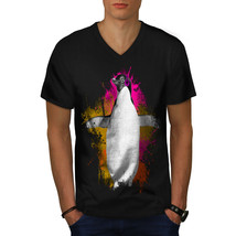 Penguin Music Fan Shirt Funny Animal Men V-Neck T-shirt - £10.43 GBP+