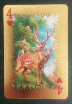 Animal-Themed Golden Foil PVC Mini Playing Card Deer 4 Hearts - $1.84