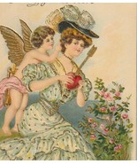 NEW Listing**Cupid Whispering In Pretty Woman's Ear Antique Valentine Postcard - $14.00