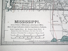 1902 Original Antique Map Of Mississippi / Jackson - £14.86 GBP
