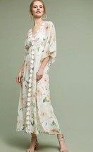 Farm Rio x Anthropologie Dahlia Boho White Chiffon Floral Maxi Dress Siz... - $111.27