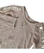 Miss Me Girls Pull Over Sweater Size Small Beige Glitter Distressed Shou... - $17.33