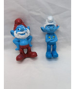(2) Smurfs Papa Smurf And Handy Smurf Toy Figures 1 1/2&quot; - $381.02 MXN