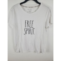 Rae Dunn T Shirt Medium Womens White Short Sleeve Free Spirit Crew Neck - £12.64 GBP