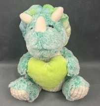 Inter American Products Plush Green Triceratops Dinosaur w/Heart 11&quot; Stuffed Toy - £10.92 GBP