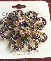 Purple Fancy Austrian Rhinestone Crystal Attractive Wedding Brooch Pin Pendant - £16.07 GBP