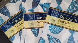 Summer Tablecloths Seashells/Fish Plastic w Flannel Backing 1/Pk, Select Size - £2.39 GBP