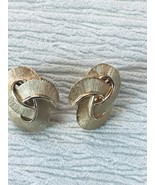 Vintage Trifari Signed Brushed Goldtone Pretzel Twist Clip Earrings – ma... - $10.39