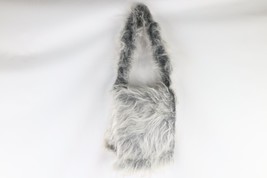 Deadstock Vintage Y2K 90s Fuzzy Shag Fur Handled Flap Shoulder Bag Purse Gray - £78.18 GBP