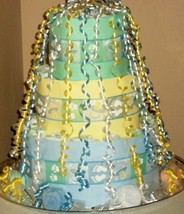 Mint Green , Yellow and Blue Theme Baby Shower 3 Tier Diaper Cake Centerpiece - £51.06 GBP