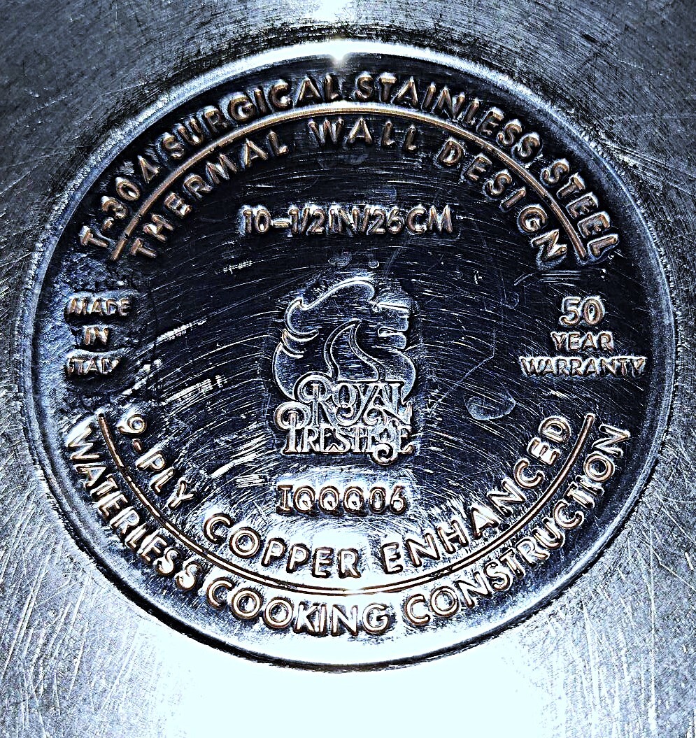 Vintage Royal Prestige Skillet: 1970s Italian 9-Ply Surgical Stainless Steel Wat Item image 5