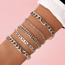 DIEZI Multilayer Silver Color Chain Bracelets &amp; Bangles For Women Men Chunky Bra - £10.55 GBP