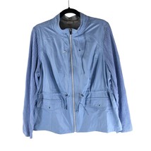 Chicos Zenergy Knit-Mix Jacket Pockets Drawstring Cinch Blue Size 2 US 12/14 - £15.09 GBP