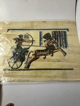Painting on Papyrus: Pharaoh in Chariot, hand-colored, SIGNED - £93.98 GBP