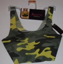 No Boundaries Women&#39;s Bralette Yellow Camo Bonded Scoop Removable Pads Size XS - £6.05 GBP
