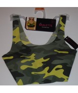 No Boundaries Women&#39;s Bralette Yellow Camo Bonded Scoop Removable Pads S... - $10.49 CAD