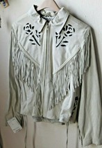 Tansmith 3B West Leather Suede Fringe Western Jacket Tan Beige Women&#39;s XL Hippie - £128.27 GBP