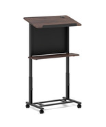 40.5-49 Inch Height Adjustable Rolling Podium Stand Lectern Table-Black ... - $147.49