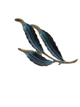 Vintage Costume Silver Blue leaf  Brooch Pin Jewelry - $239.80 MXN