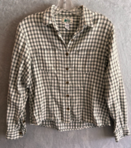 Vintage REI Button Down Shirt Women&#39;s Size M Green Plaid 100% Cotton - £15.84 GBP