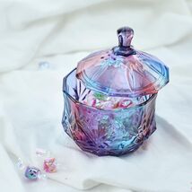 SOCOSY Royal Embossed Clear Glass Apothecary Jar With Lids 4&quot;L x 4&quot;W x 4... - $17.82