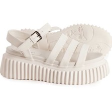 VINTAGE HAVANA Kamila Quarter Strap Wedge Sandals - Leather White Size 8 - $37.39