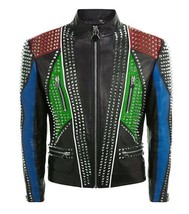 New Design Men Philipp Plein Silver Studded Jacket Handmade Multicolor All Sizes - £133.71 GBP