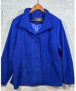 Lands End Womens Pea Coat Royal Blue Fully Lined Jacket Size 18 - $454.55 MXN