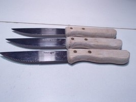 3 Imperial Beef Eaters Steak Knives 5&quot; Wood Handles Partly Serrated  Bla... - £7.18 GBP