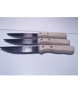 3 Imperial Beef Eaters Steak Knives 5&quot; Wood Handles Partly Serrated  Bla... - £7.06 GBP