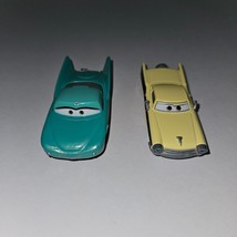 2 Disney Cars Diecast Toy Lot Flo Green Nicky B Yellow - £12.62 GBP