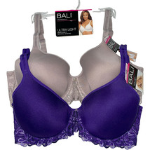 Bali Bra Underwire Contour Ultra Light Lace Embroidered Back Smoothing 3443 - £46.21 GBP