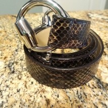Via Spiga Women&#39;s Snake Print Leather Belt Size M-XL Adjustable Belt Buckle  - £31.23 GBP