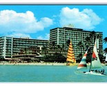 Spiaggia Vista Outrigger Hotel Waikiki Hawaii Hi Unp Cromo Cartolina U8 - $3.03