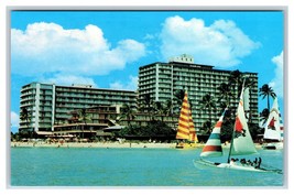 Spiaggia Vista Outrigger Hotel Waikiki Hawaii Hi Unp Cromo Cartolina U8 - £2.38 GBP