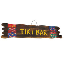 Colorful Handcrafted Carved Wood Tiki Bar Sign Wall Hanging 41 Inches Long - £37.18 GBP