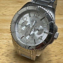 Guess Quartz Watch G96057G Men 100m Silver Rotating Bezel Day Date New Battery - £26.14 GBP