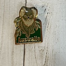 Koala Bear AUSTRALIA Gold Tone Green TRAVEL PIN Pinback Souvenir .75&quot; - £4.74 GBP