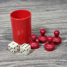 Pollyanna 1952 Board Game Red Cup Pawns &amp; Dice ONLY! Replacement Parts P... - $12.59